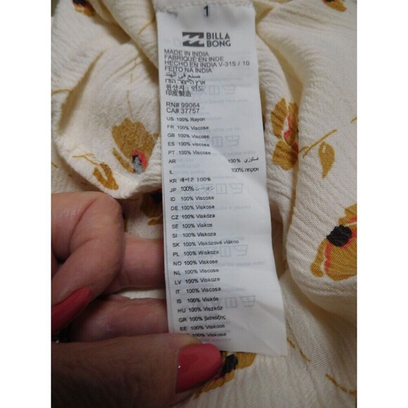 Darling BILLABONG "Lust Wild Top" Tie-Up Crop Top w/Bell Sleeves Size Small - Picture 11 of 12